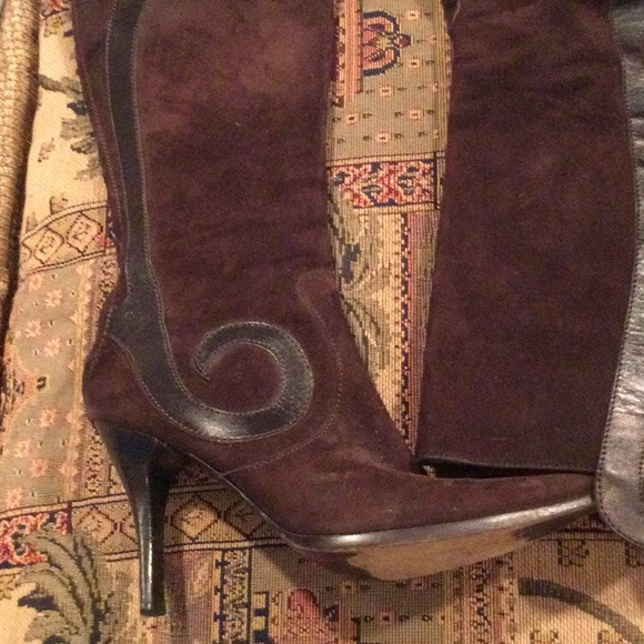 Brown  vintage high heel boots suede 37 - Picture 2 of 14